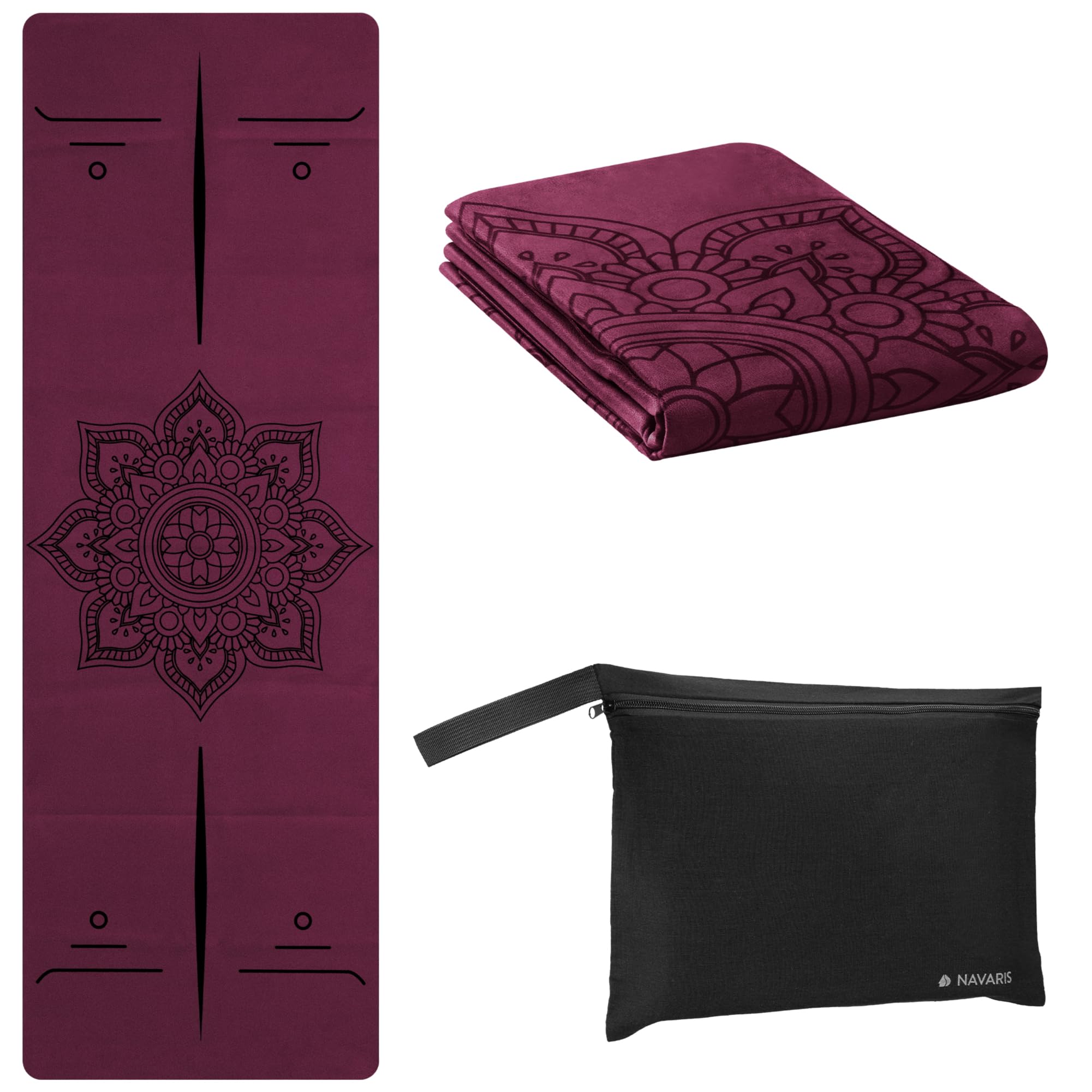 Navaris Tapis de Yoga de Voyage - Tapis d'exercice Pliable pour Gymnastique Pilates Fitness - en Caoutchouc et Coton