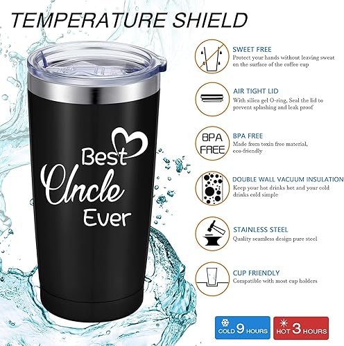 Miniatura 7 de Geiserailie Juego de regalo de 4 piezas para tía y tío, vasos de viaje de cumpleaños de Navidad para tía y tío, vaso de acero inoxidable de 20 onzas