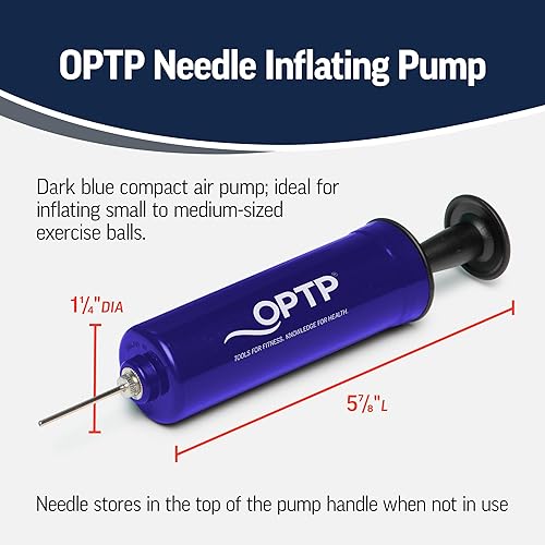 Miniatura 4 de OPTP Bomba de inflado de aguja bomba de bola de ejercicio con aguja para bolas de ejercicio y masaje de tamaño pequeño a mediano, bomba de bola