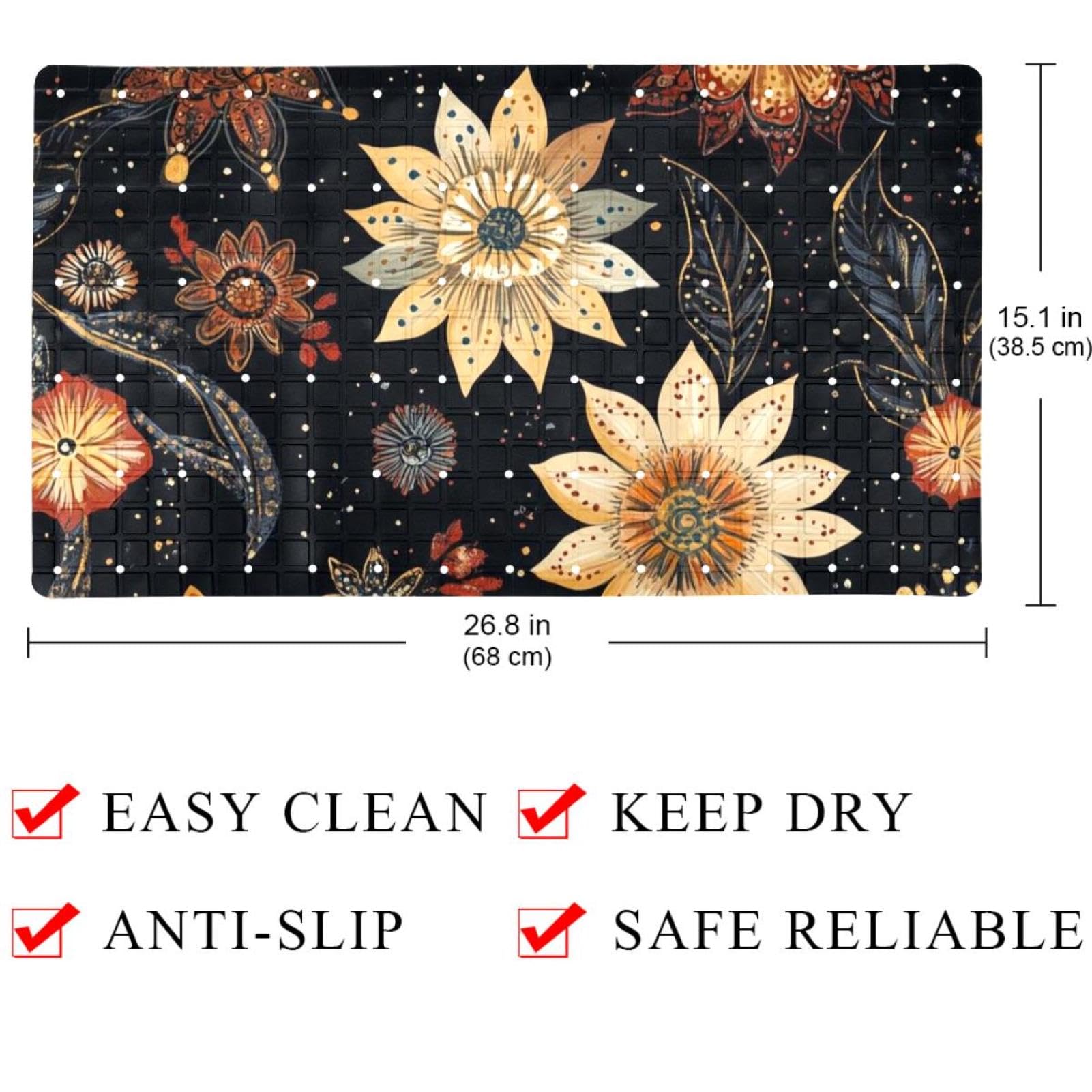 Boho Art Tapis de bain rectangulaire antidérapant avec ventouses, lavable en machine Motif galaxie 40 x 70,9 cm