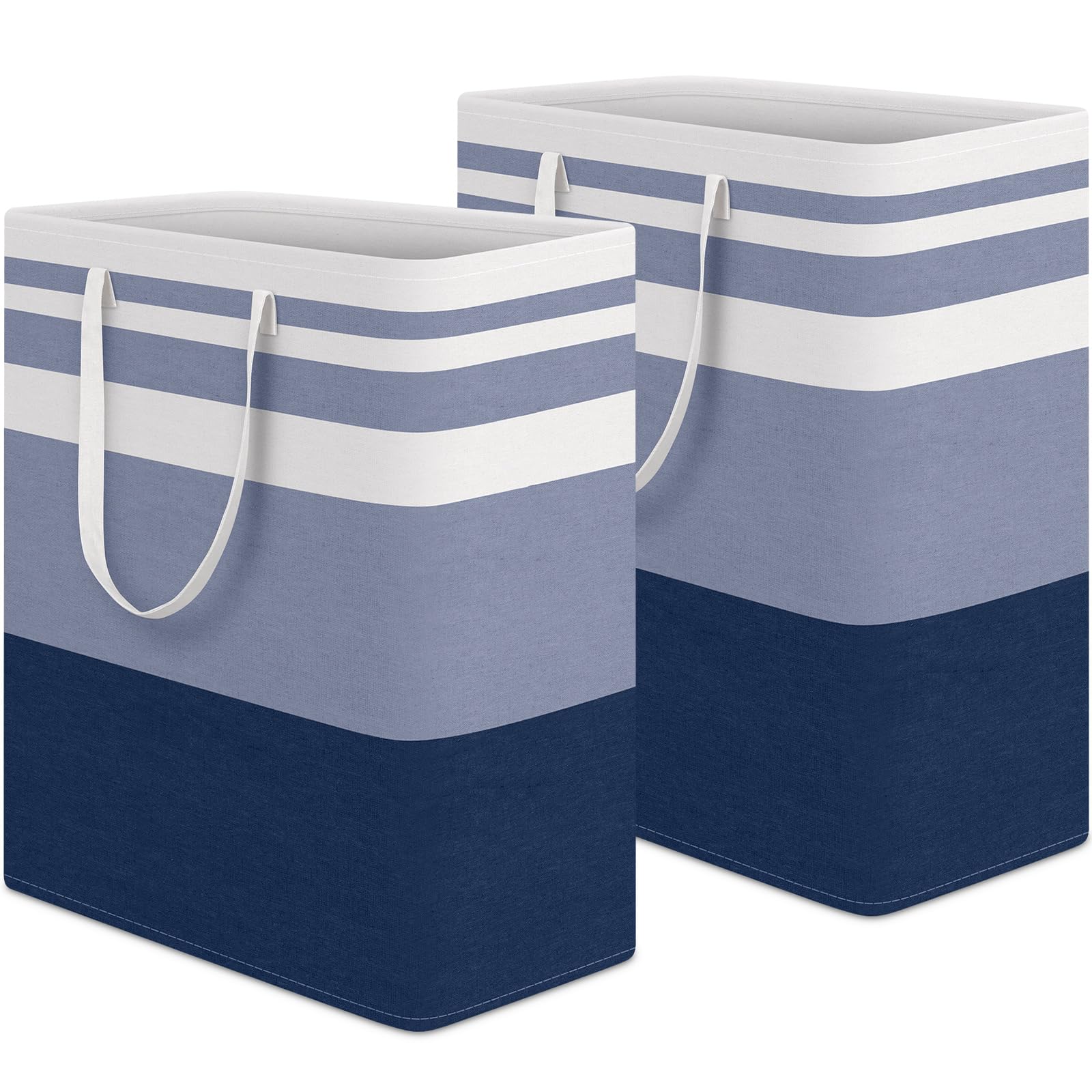HomeHacks 2-Pack Large Laundry Basket, Waterproof, Freestanding Laundry Hamper, Collapsible Tall Clothes Hamper with Extended Handles for Clothes Toys in the Dorm and Family (Blue, 100L)
