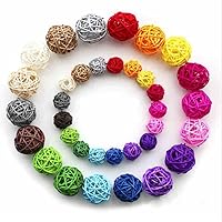 Vista 1 de Juego de 10 bolas decorativas de mimbre de ratán para mesa, boda, fiesta, Navidad, decoración del hogar (negro, diámetro de 2 pulgadas)