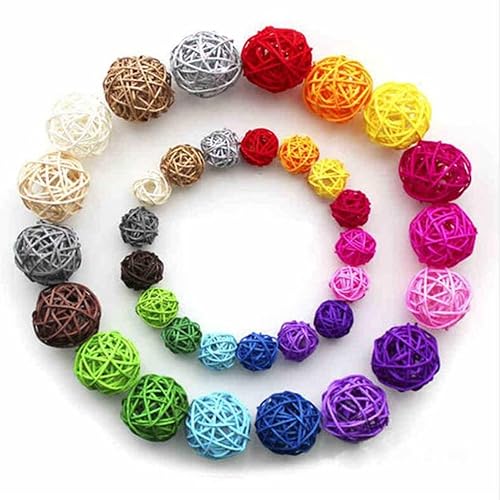 Miniatura 1 de 4 bolas decorativas de mimbre de ratán para mesa, boda, fiesta, Navidad, decoración del hogar (plata, 4 pulgadas)