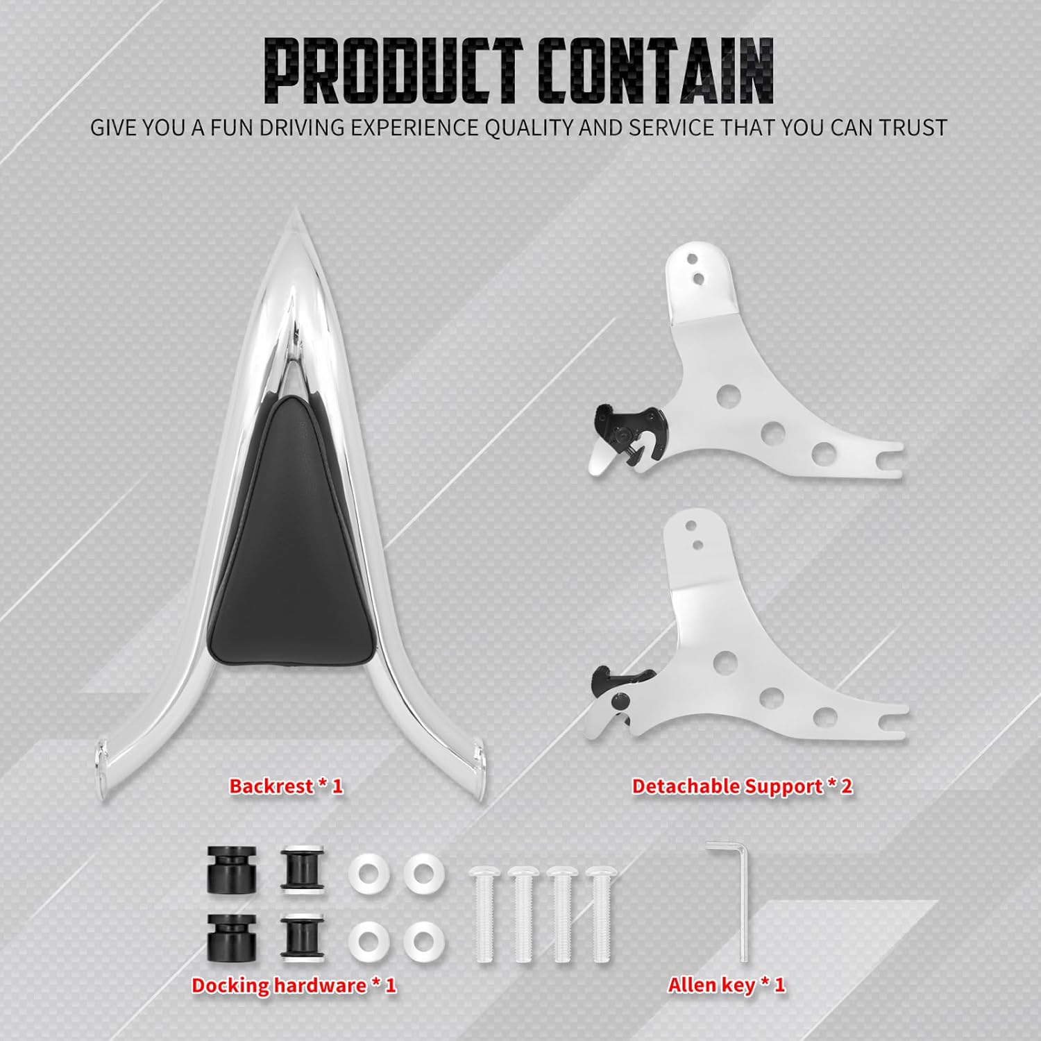 Detachable Sissy Bar 22" Passenger Backrest Pad Fit For Harley Softail Fat Boy FLFBS 2018-2023 Breakout FXSB 2013-2023 (Chrome)