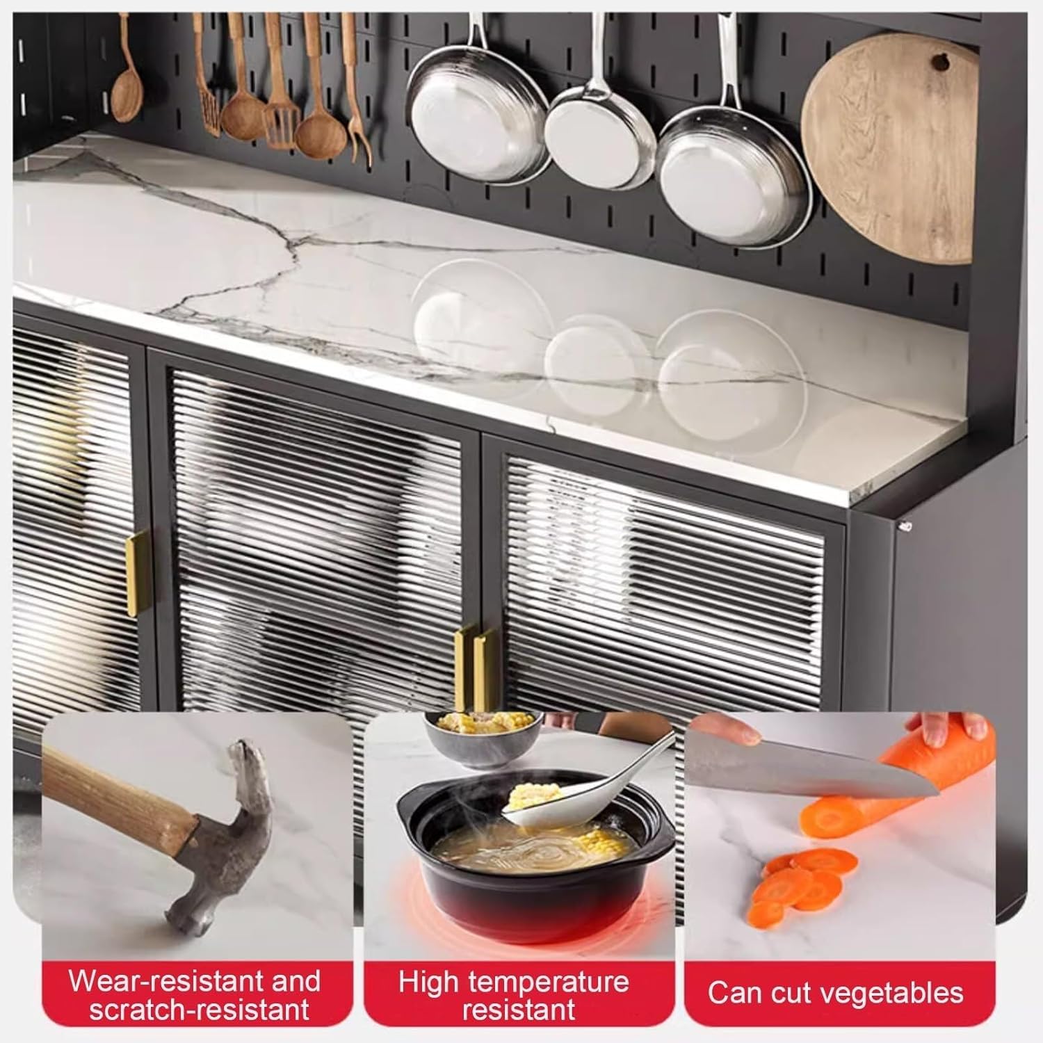 Industrial Kitchen Bakers Rack with Door, Microwave Oven Stand, Utility Storage Shelf, Carbon Steel, 100cm x 60cm, Durable Kitchen Organizer for Small Spaces