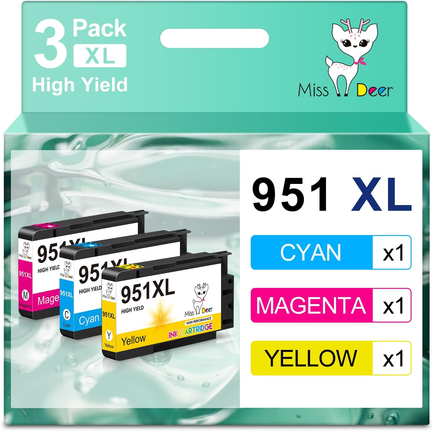 Miss Deer 950 951 XL Combo Pack,Compatible Replacement for HP 950 951XL,Work with Officejet Pro 8610 8600 8620 8630 8640 8100 8615 251dw 271dw 276dw,8 Pack