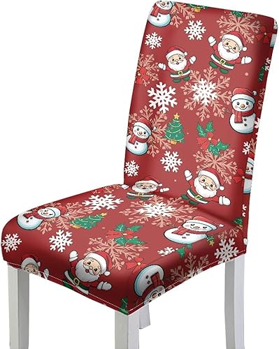 Vista 12 de HUGS IDEA Christmas Dining Chair Cover Candy Cane Dining Room Chair Covers Set of 2 Stretch Kitchen Chairs Cover Washable Parsons Chairs Slipcovers