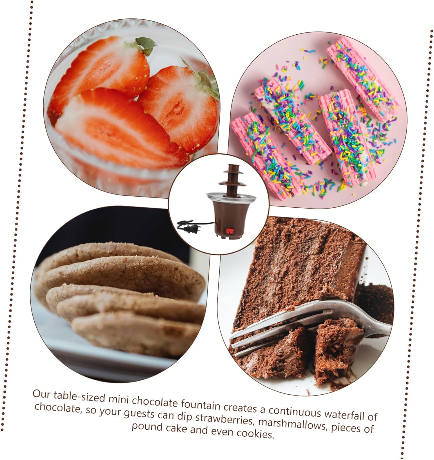 Triple Chocolate Fondue Fountain Machine Melting Chocolate Waterfall for Parties Easy to Assemble