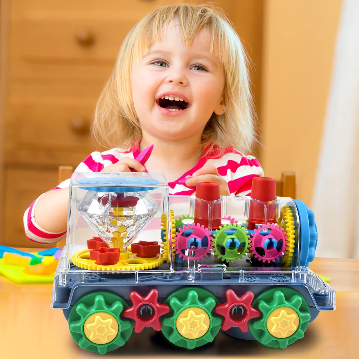 Tuko Transparent Train Gear Toys for 3+ Years Boy and Girl Gift (JY388-7), Medium - Image 4