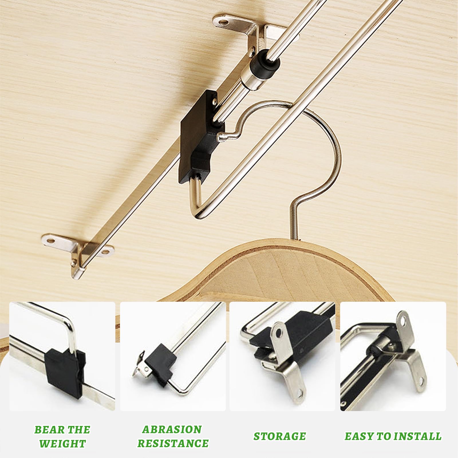 2 Pezzi Asta Appendiabiti Telescopica Estensibile Per Armadi | Fino A 39cm | Acciaio E Plastica - Foto 4