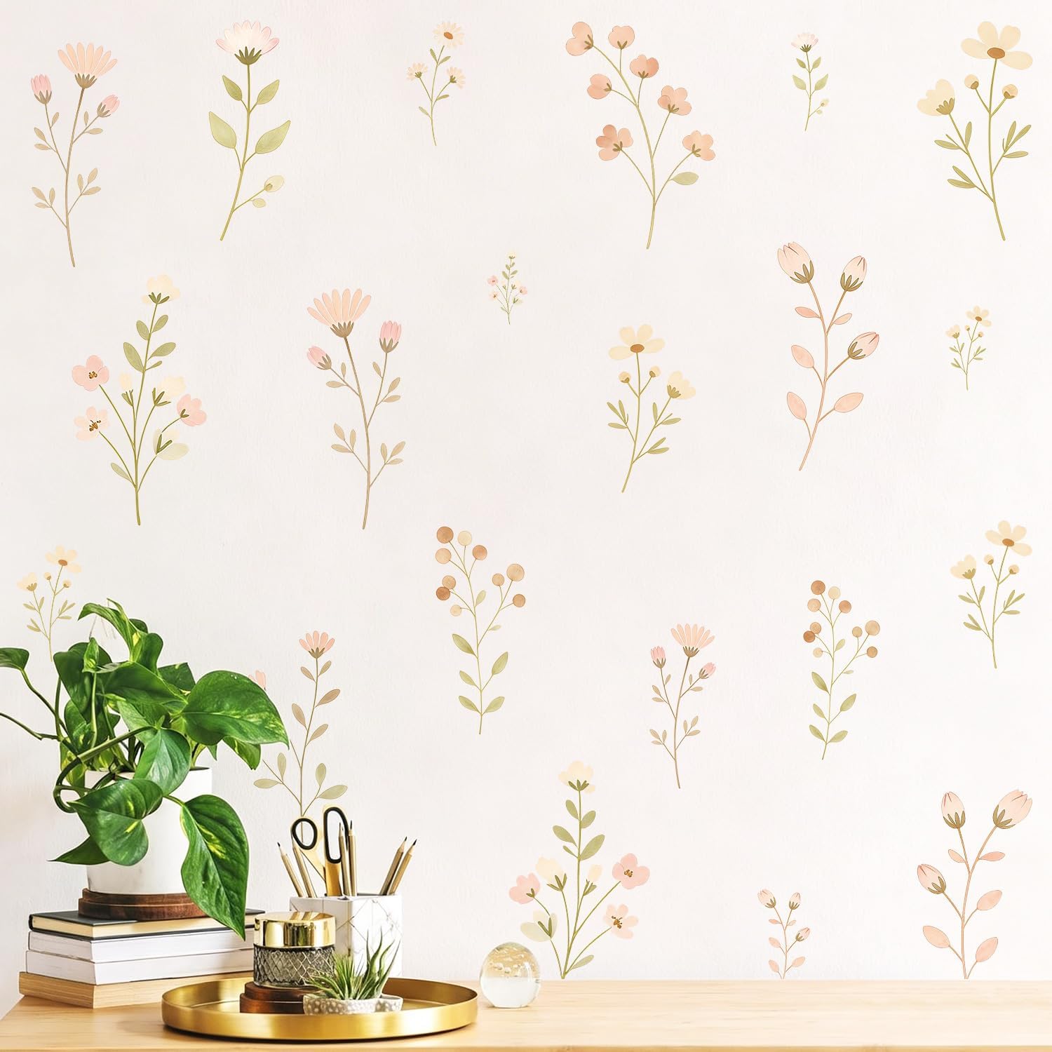 Flower Wall Decals Peel and Stick 40 Pcs Floral Decals for Wall