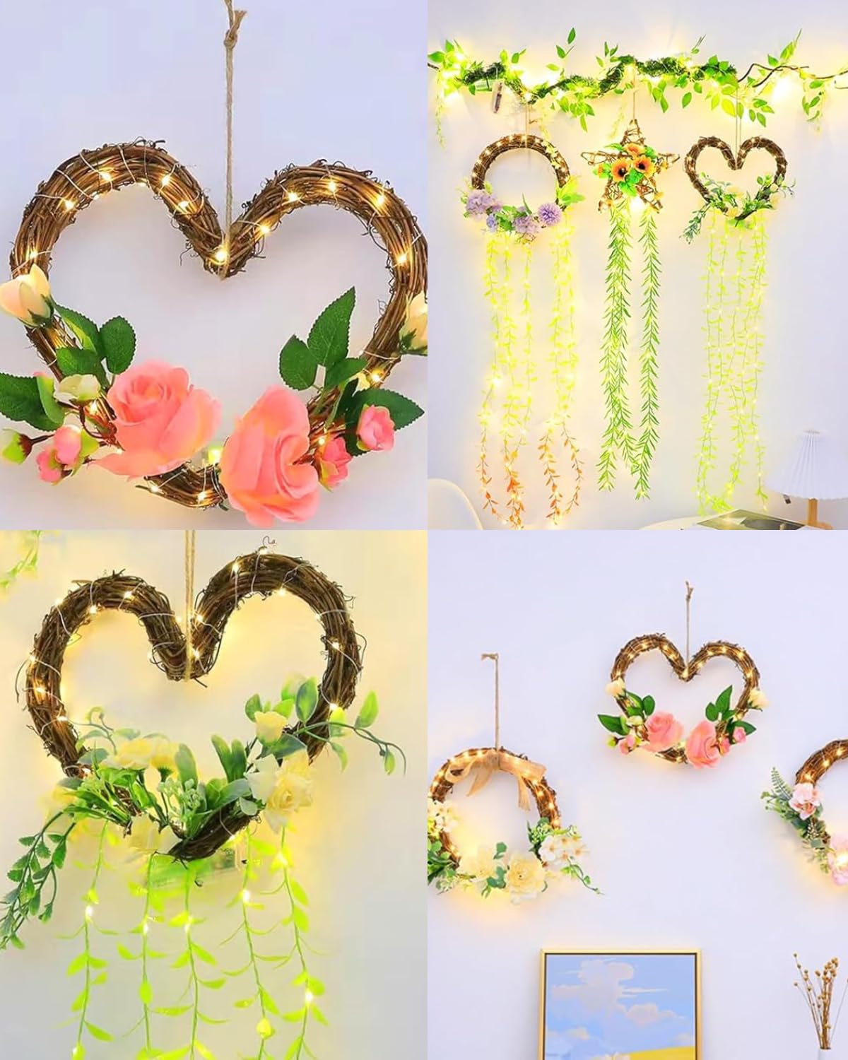 3 Ghirlande Cuore In Rattan Retrò - Decorazione Rustica Per Pareti E Porte - Foto 10