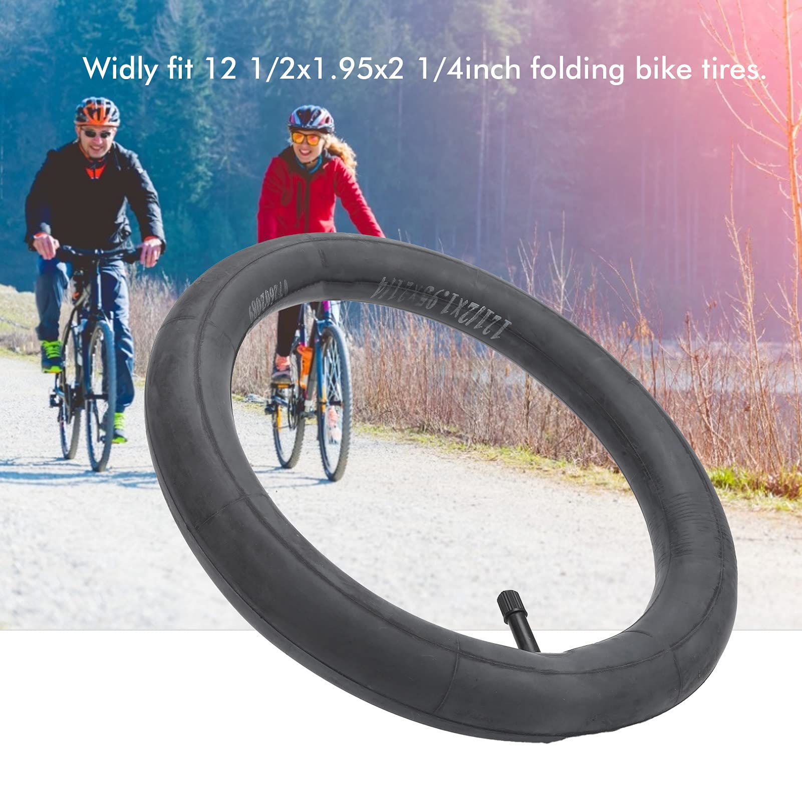 Camere d'Aria per Bici, Guarnizione Valvola Camera d'Aria da 12 Pollici Valvola Schrader per Bicicletta Camere d'Aria in Gomma Butilica Accessori Compatibili per Bici Pieghevole