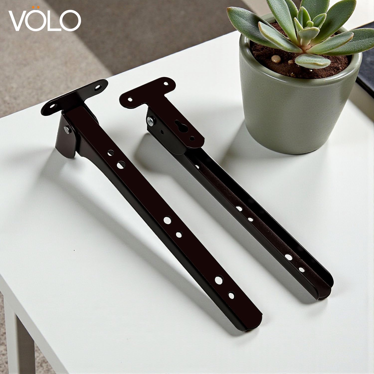 Volo Heavy Duty 9-Inch Foldable Shelf Bracket - Folding Table Bracket with Fittings for Steel Tables, (Color: Cherry) (1 Set) 3