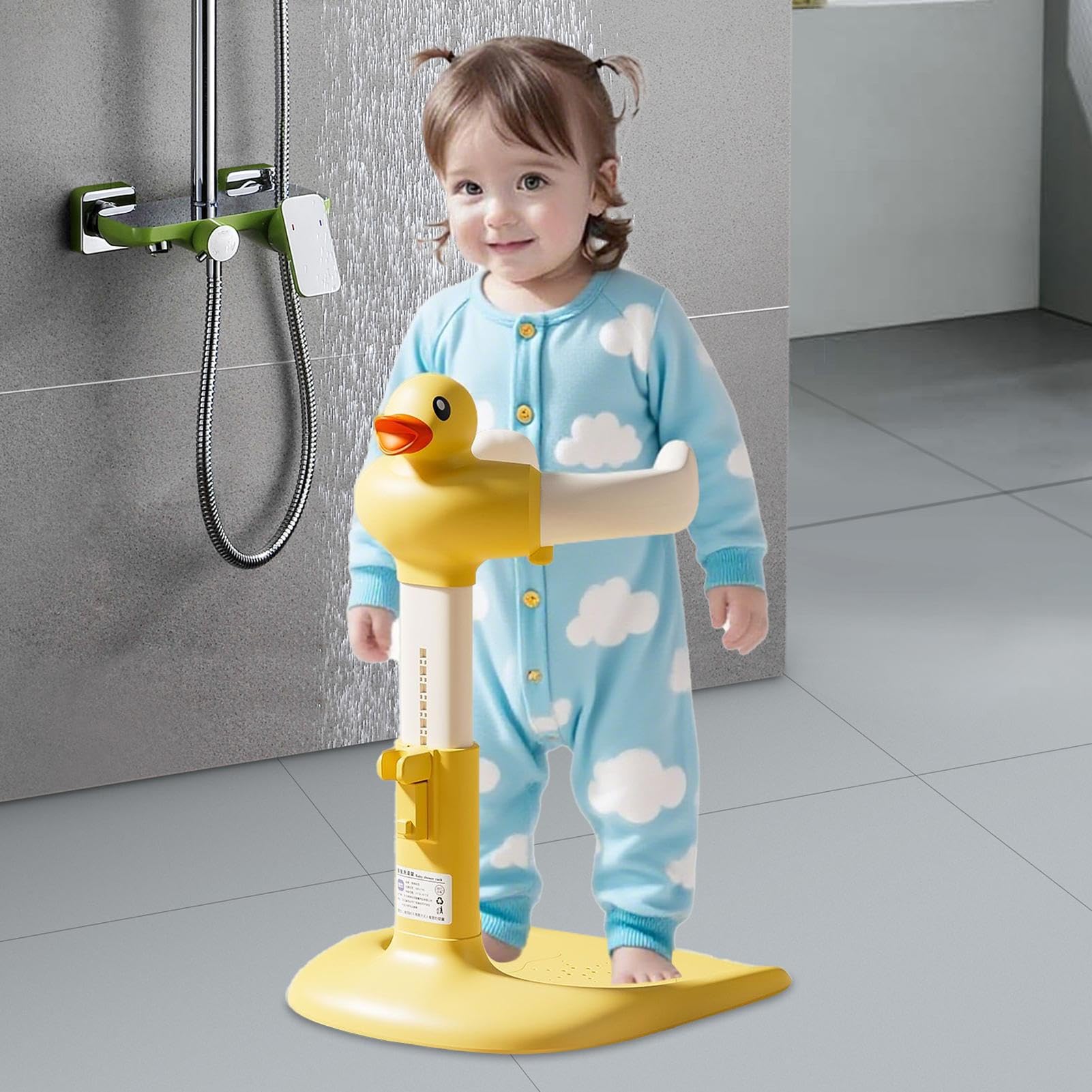 Soporte de Ducha para Bebés, Apoyo para Bebé de Pie en la Bañera | Altura Ajustable con Base Antideslizante para Bebés de 6 a 24 Meses