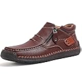 Men's Slip on Hand-Stitched Leather Loafers, Lightweight Comfort Casual Ankle Chukka Walking Shoes