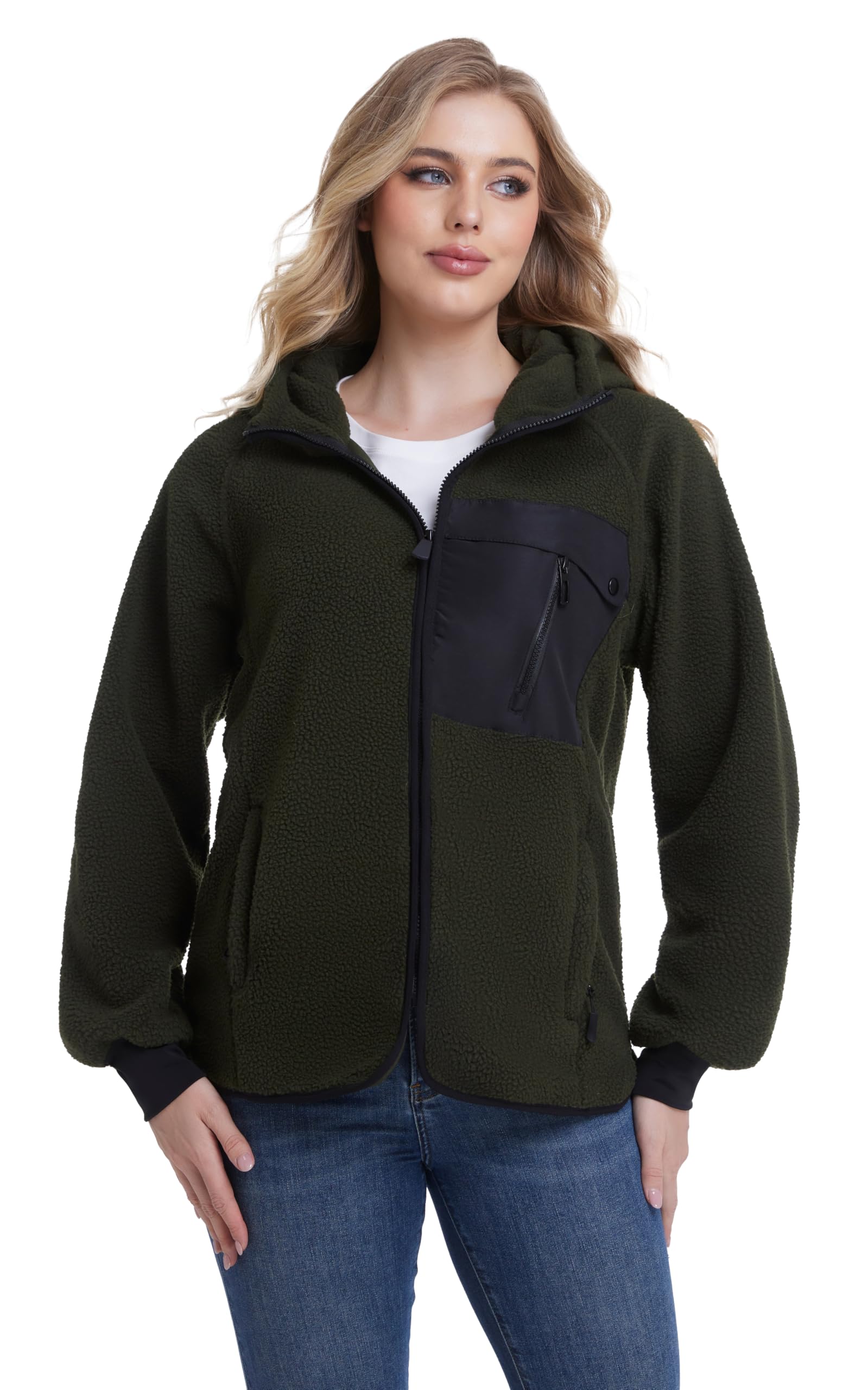 Giacca Pile Donna Invernale con Cappuccio Cerniera Felpa Sherpa Polar Hoodie Caldo Termica Lavoro Teddy Cappotto per Outdoor Running Trekking Sci