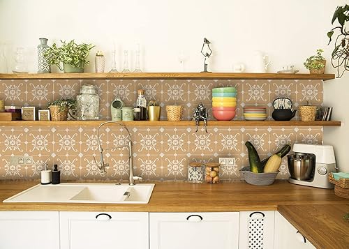 Miniatura 6 de Calcomanías para azulejos de Mi Alma 24 unidades, Talavera, plantillas de pared, calcomanías para despegar y pegar, fácil aplicación, ideal para