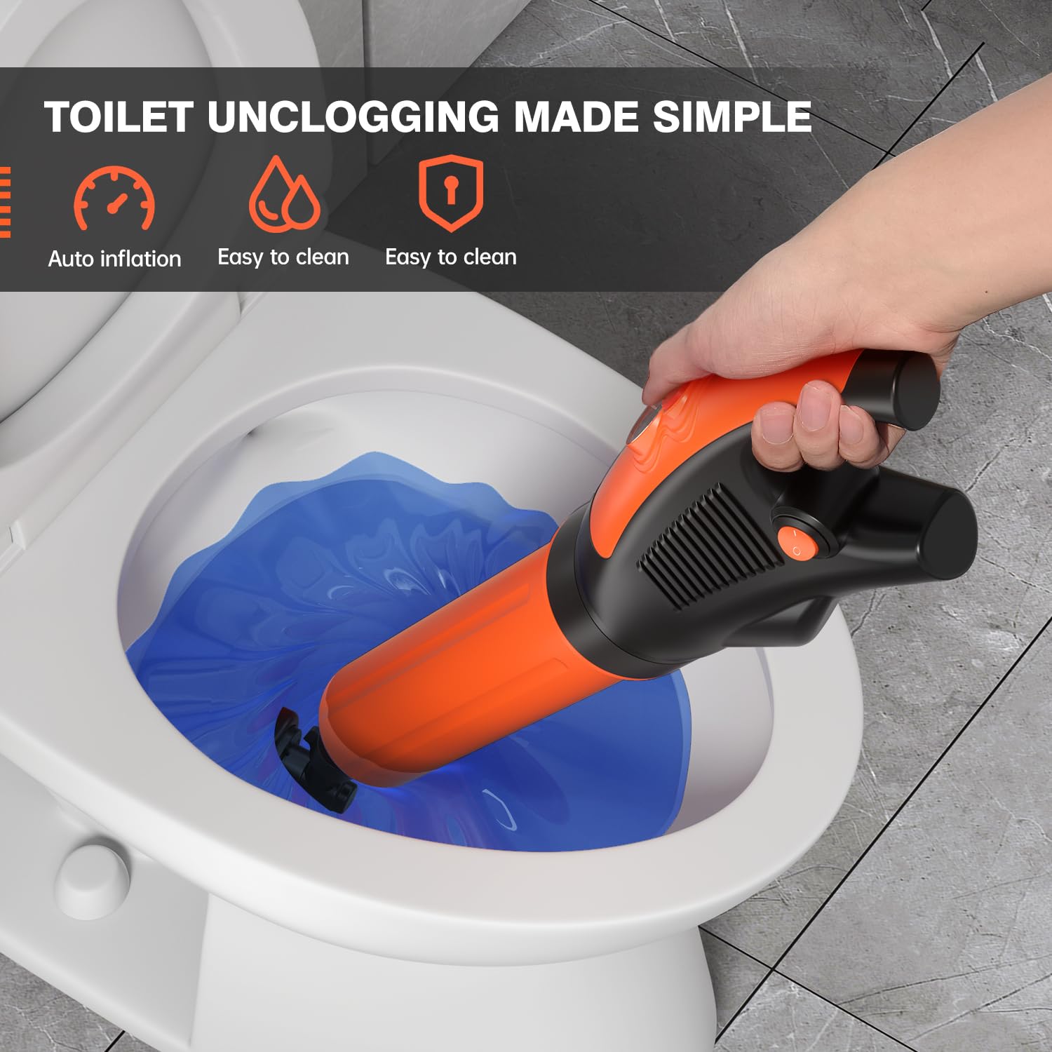 Toilet Plunger, Drain Clog Remover, High-Pressure Air Drain Blaster with Real-Time Barometer Powerful Drain Snake Sink Plunger Plumbing Tools Plungers for Bathroom, Sink, Floor, Kitchen Clogged