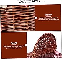 Vista 7 de GANAZONO Picnic Basket Seagrass Baskets Flower Girl Baskets Basket for Snacks Woven Shopping Basket Wicker Baskets Toy Storage Bins with Lids Red