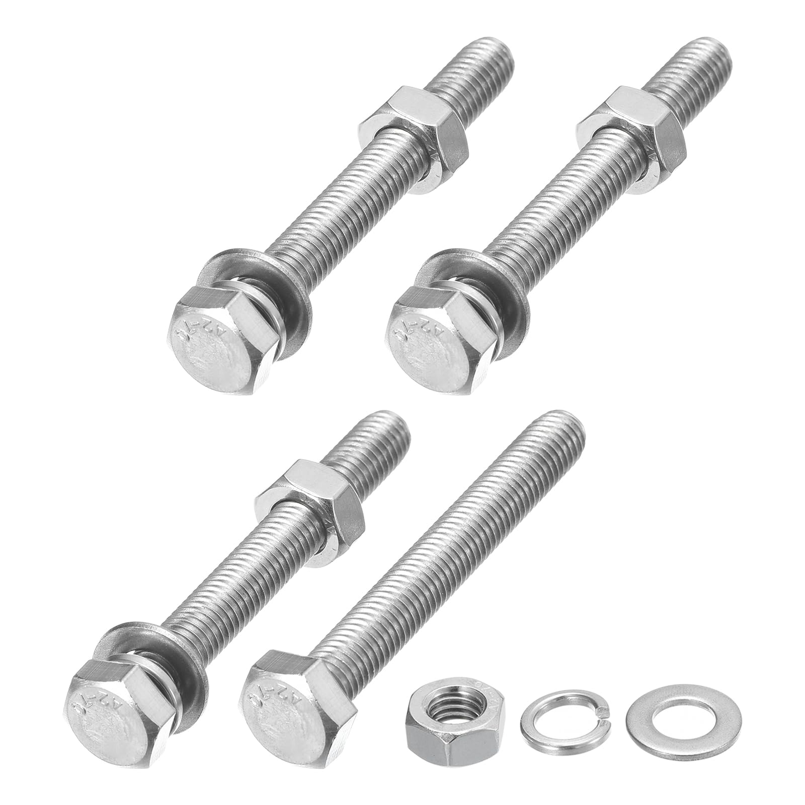 METALLIXITY Hex Head Screws Bolts, Nuts, Flat & Lock Washers Kits (M8-1.25x65mm) 4 Set