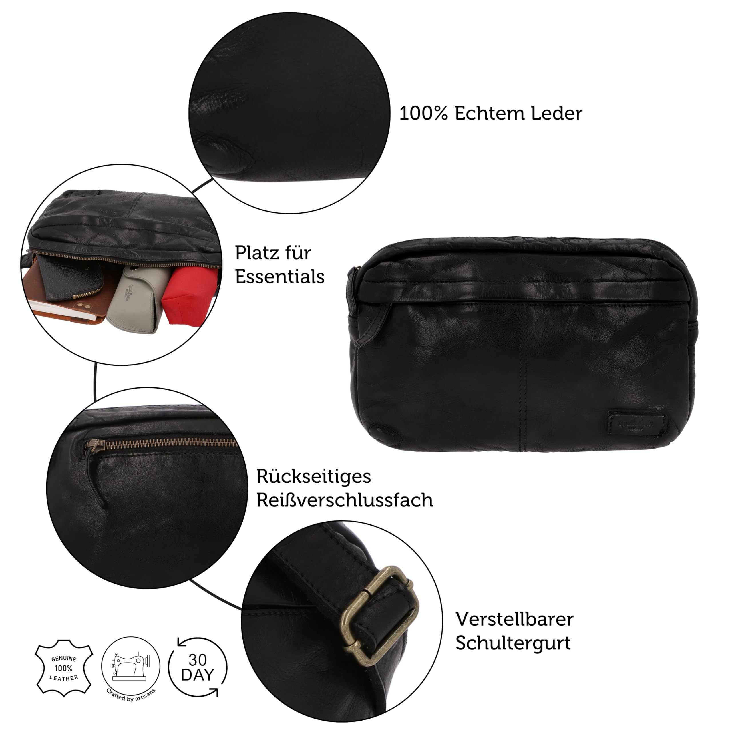 Gusti Umhängetasche Leder - Amara Damen Handtasche Ledertasche Vintage Leder