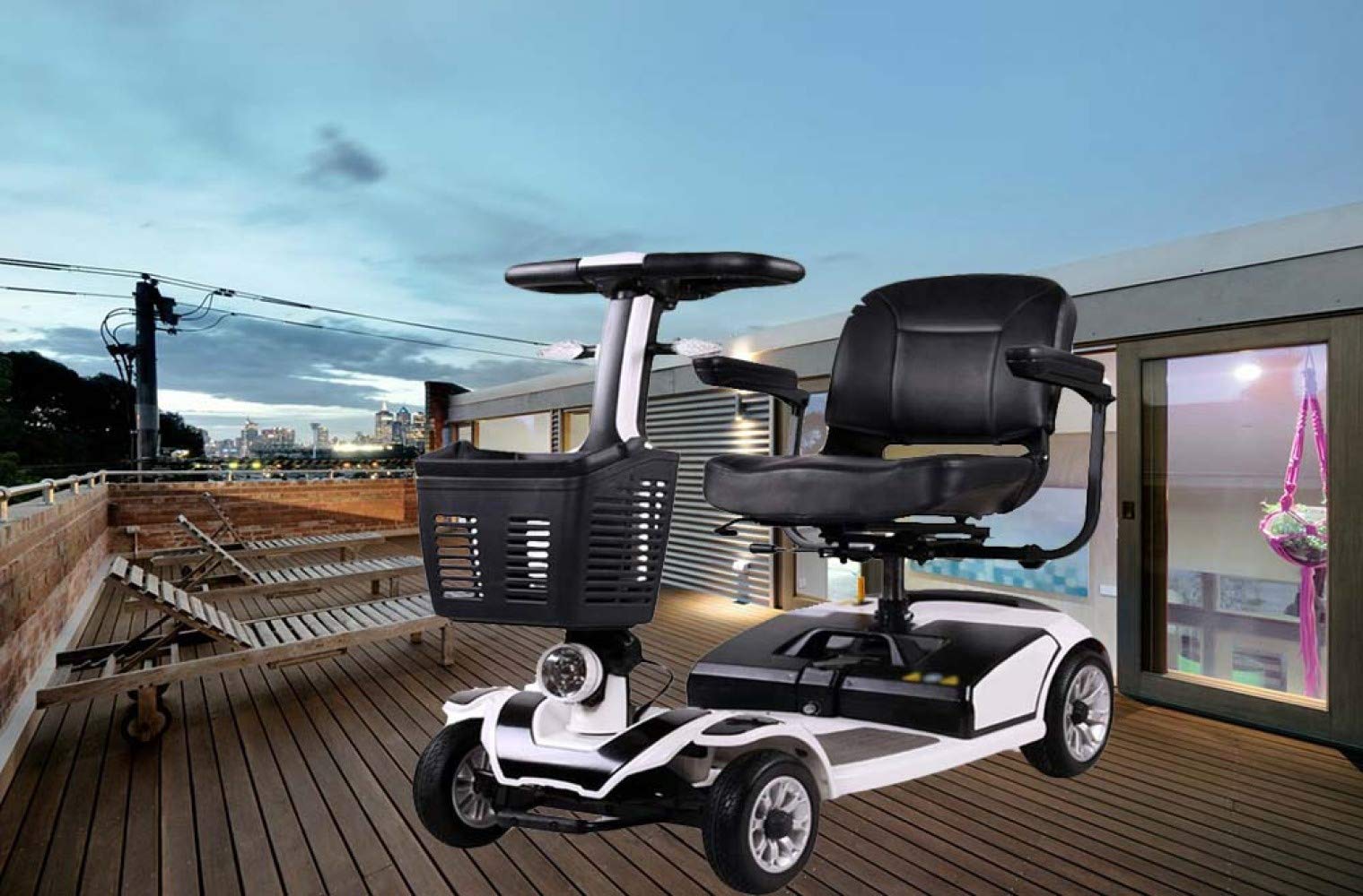 Silla de Ruedas Ligera, Ruedas Dgpoad Ligeras Scooter eléctrico para Adultos Scooter de Movilidad Eléctrica Scooter de Viaje para Personas Mayores de Servicio Pesado, Plegable, pasamanos que se Pued