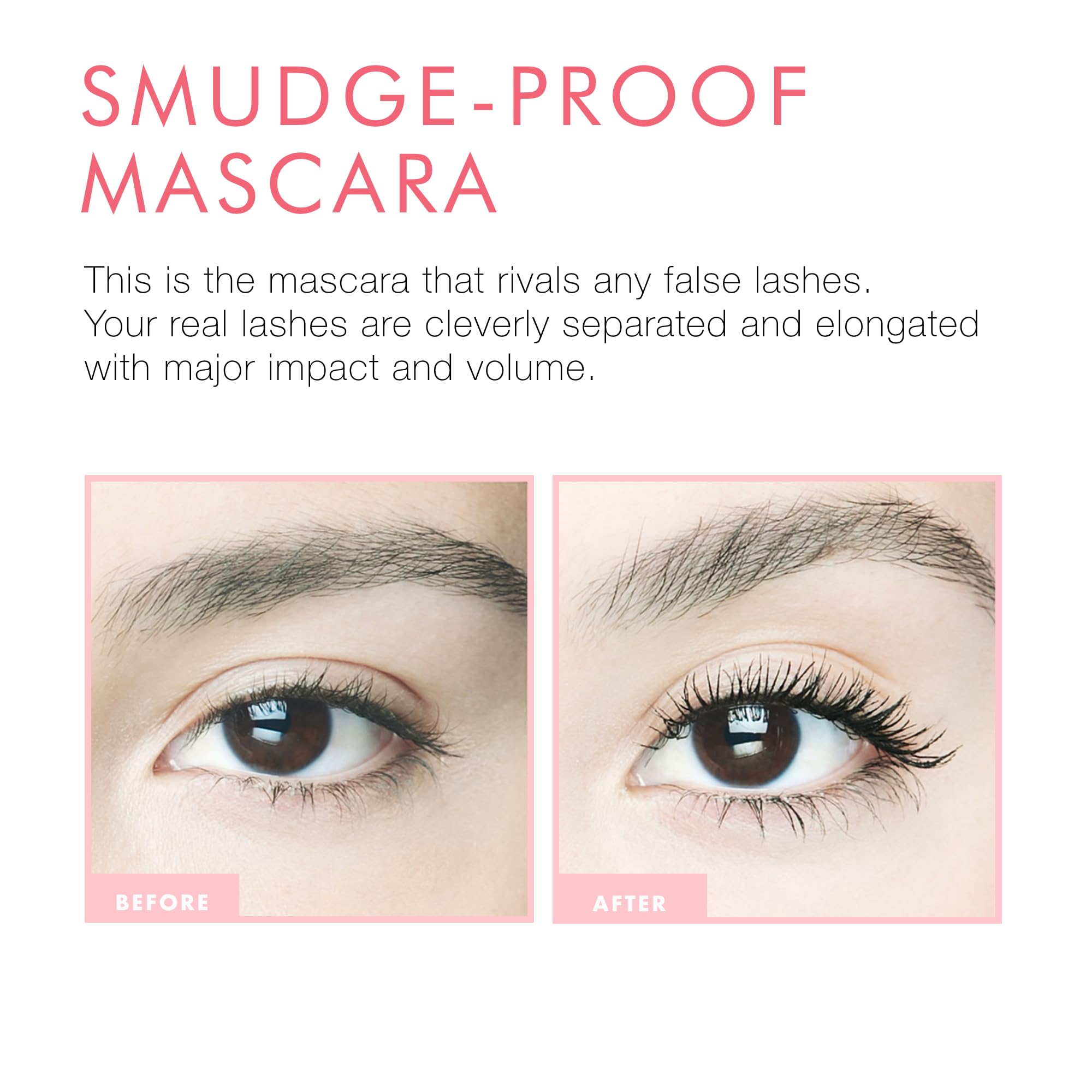 Beauty for Real Hi-Def Mascara, Just Black - Set of 3 - Defining & Volumizing Lash Definer - Humidity & Smudge Proof - Micro Brush Ensures Versatile Application - 2.3 oz