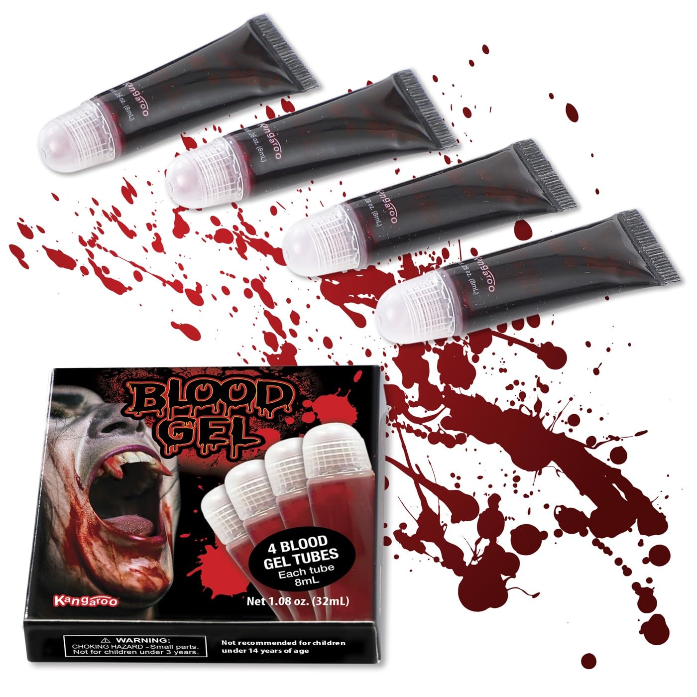 Kangaroo Vampire Fake Blood - Scab Washable Fake Blood for Face Makeup - Coagulated SFX Blood Paint for Horror Scary Halloween Costume Prop - Creepy Vampire Cosplays Kit (Packaging May Vary)