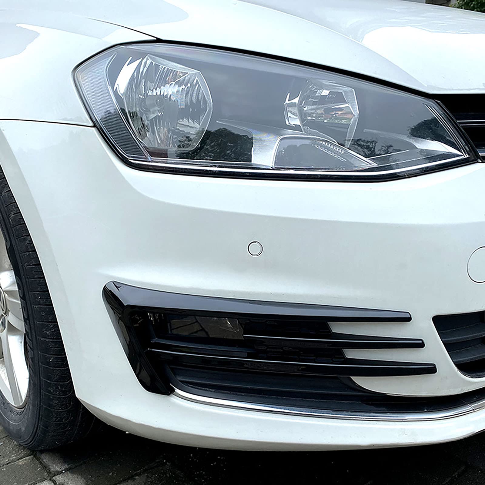 Ricambi Auto Modifica Esterna per VW Golf 7 2013-2016: Paraurti Anteriore Circonda Presa d'Aria Anteriore Spoiler Decorazione in Nero Lucido con Modello in Fibra di Carbonio in ABS