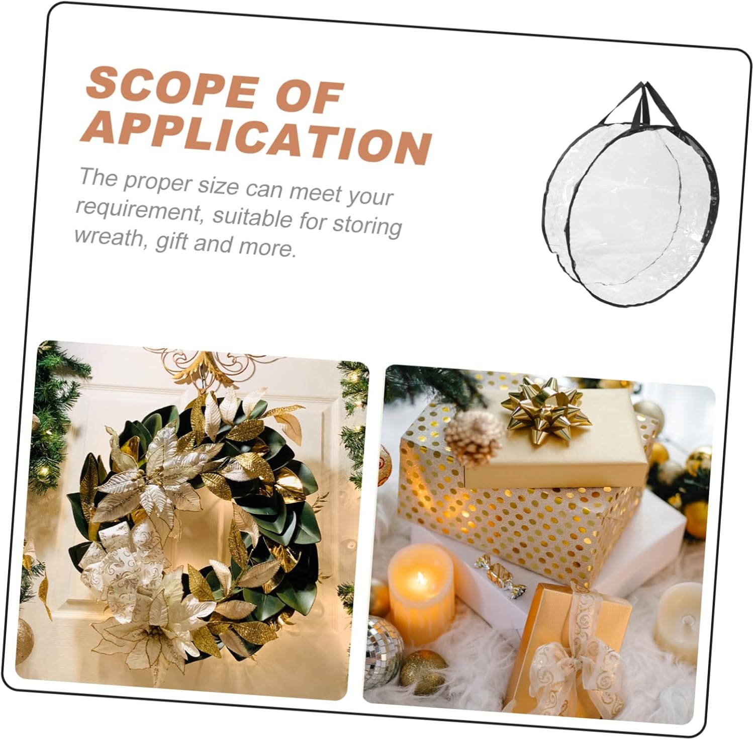 2pcs Transparent Wreath Storage Bag Capacity for Holiday Decorations Material for Christmas Wreaths for Seasonal Organizing