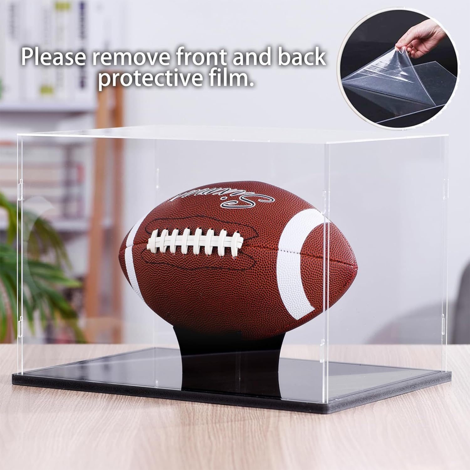 Thickening Football Display Case Clear Acrylic Assemble Box with Stand? UV Protected Full-Size Football Collectibles Autographed Football Fans & Collectors Sports Collectibles Ball Holder