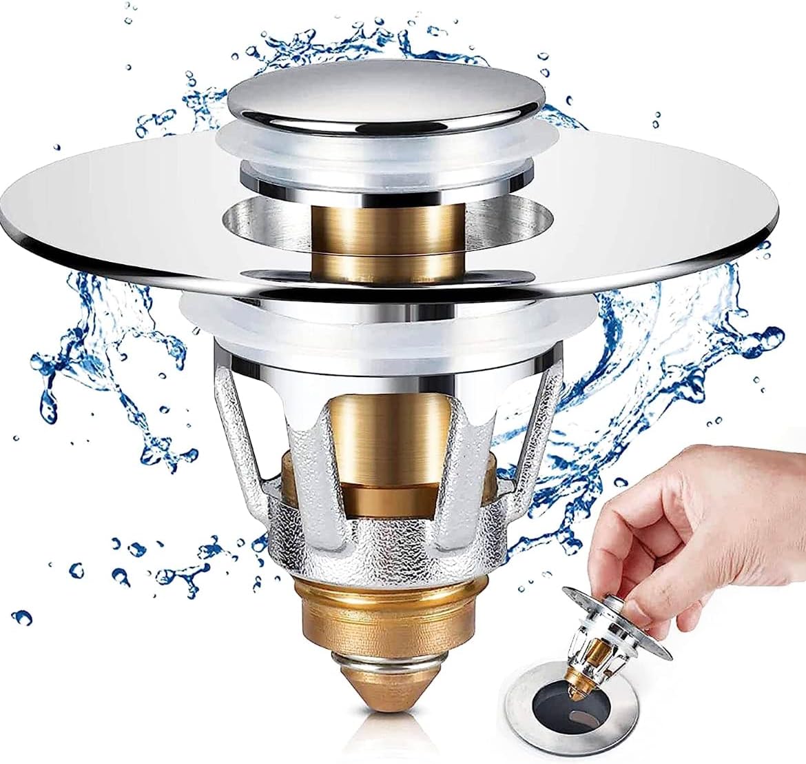 Amazon.com: Universal 2 in 1 Bathroom Sink Stopper, Pop Up Bathroom ...