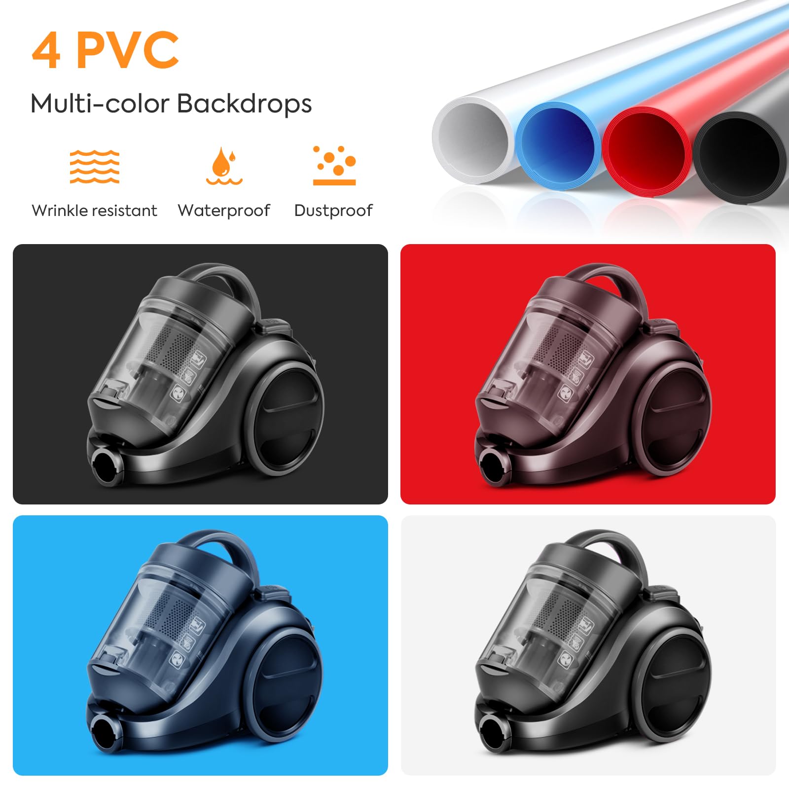 Boîte de studio photo, 99 x 99 x 99 cm, portable, pliable, tente de prise de vue avec lumières LED CRI95+ à intensité variable et 4 toiles de fond pour photographie de produits