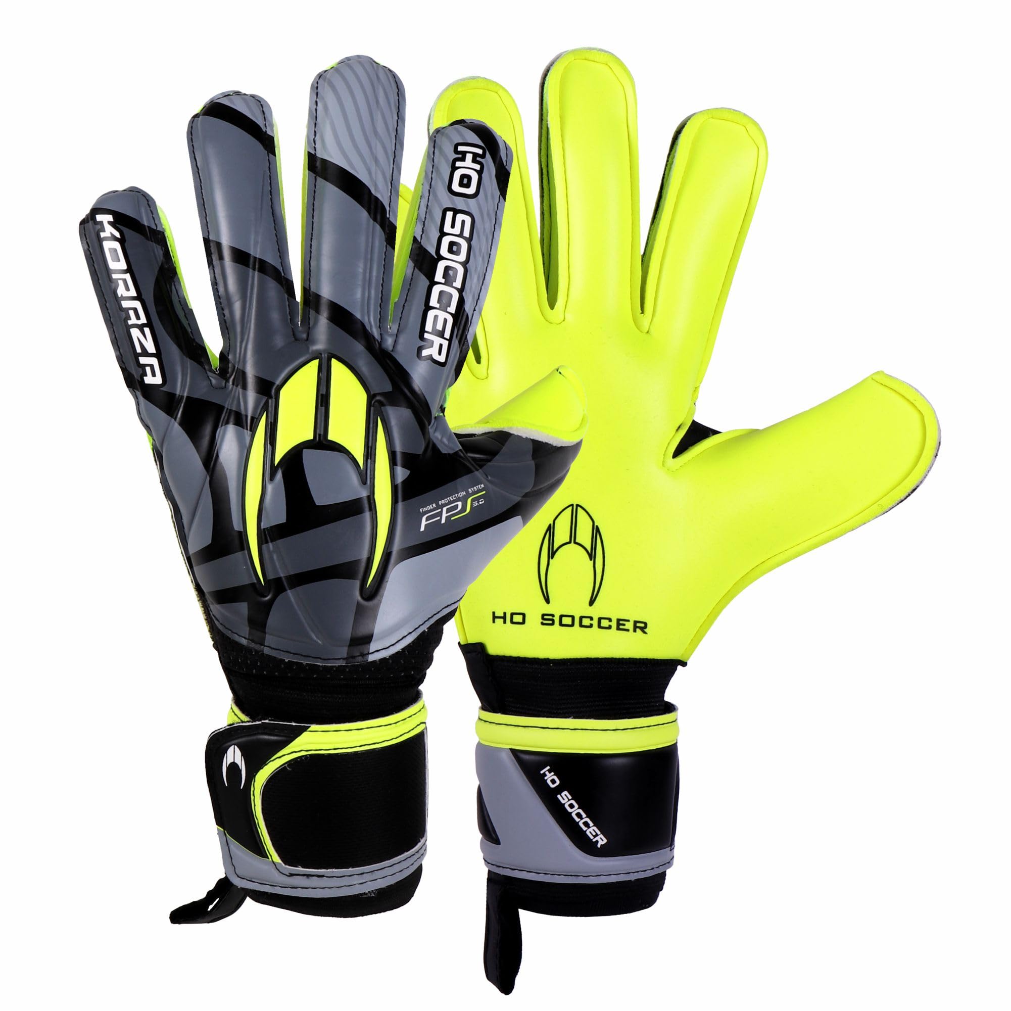Guantes de Portero KORAZA HO Soccer con Protección Dedos Extraíbles Gris Lima
