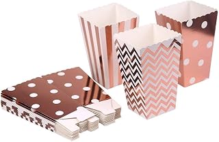 Czemo Caja de Palomitas Carton Caramelo Contenedor Pop Corn Box Palomitas Bolsa para Fiestas, 36pcs (Oro rosa)