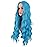 MapofBeauty 28 Inch/70 cm Long Wavy Middle Part with No Bangs Synthetic Fiber Curly Fashion Women Party Cosplay Wig (Cyan Blue)