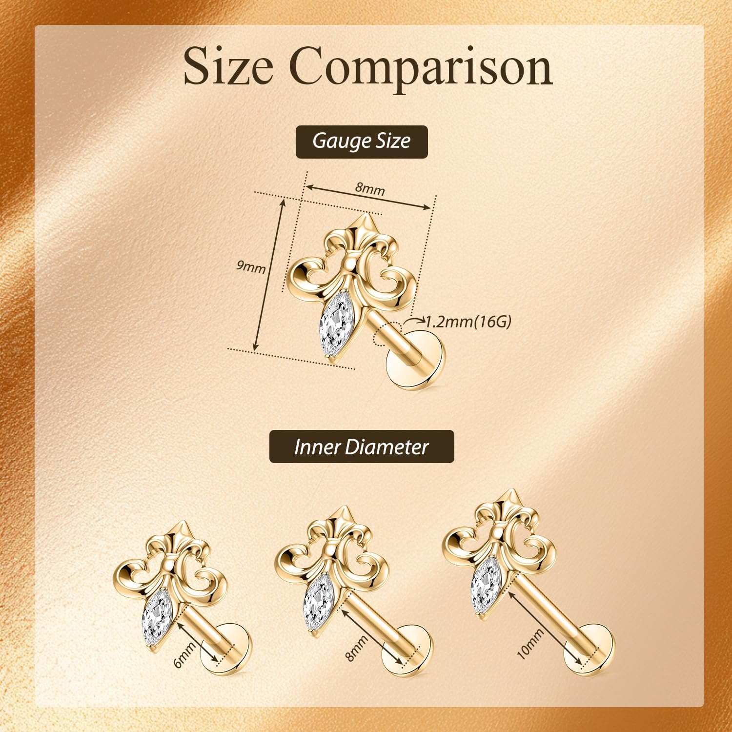 GAGABODY Labret Studs 16g G23 Titanium Lip Rings 6/8/10mm Tragus Earring Labret Jewelry 16g Medusa Piercing Flat Back Lip Studs Cartilage Helix Piercing Jewelry