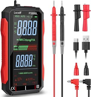 Lscsdf FS899L USB Rechargeable Multimeter 6000 Counts True RMS Auto Ranging Large Color Screen NCV Tester for Home Auto