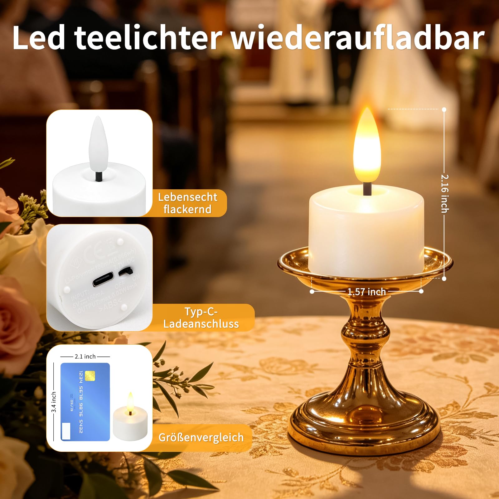 12er Led Teelichter Wiederaufladbar Mit Timerfunktion Fernbedienung