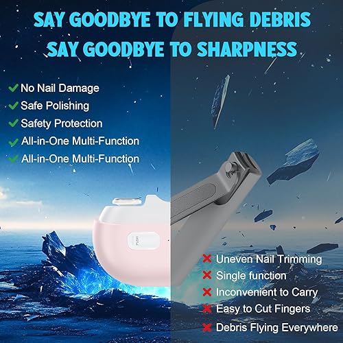 Miniatura 5 de Fanyil easyclip 2026 - Cortauñas inteligente para personas mayores, herramienta eléctrica de cuidado de uñas con luz LED, recortadora de uñas sin