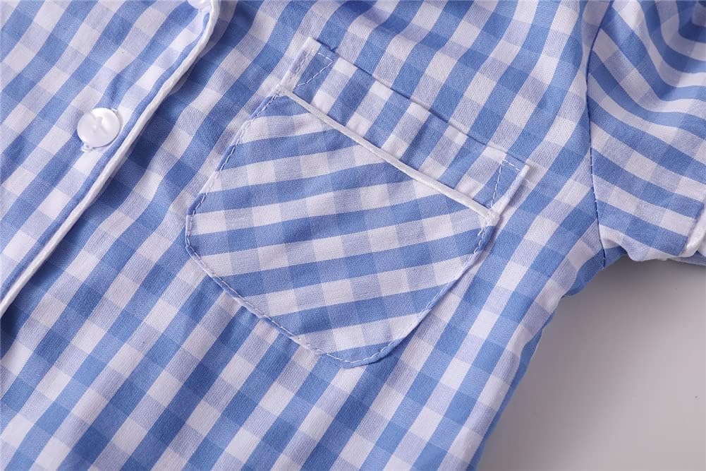 Mud Kingdom Girls Boys Summer Pajama Set Plaid Cute Peter Pan Collar - Image 7