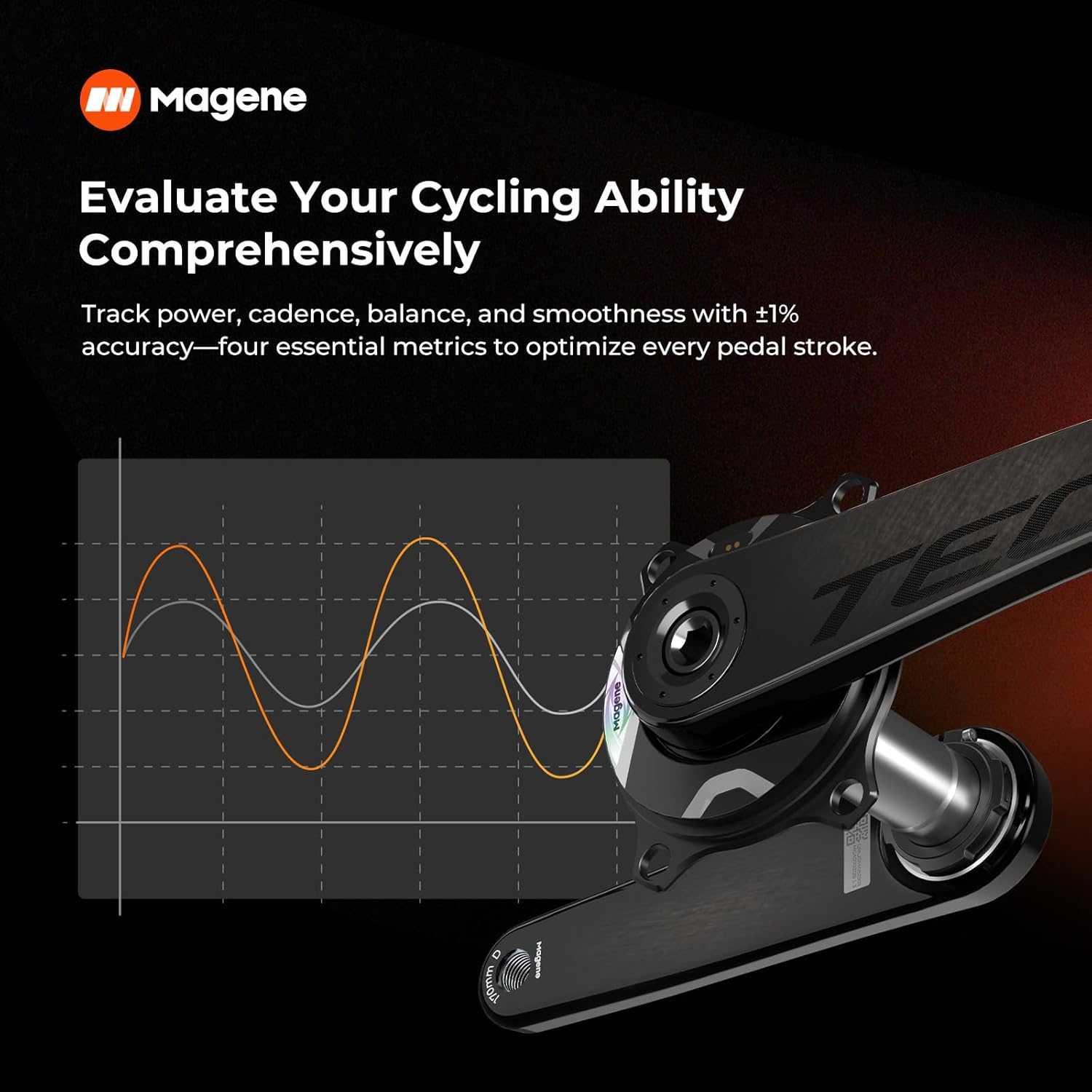 Magene TEO P515 Cycling Power Meter Crankset, Carbon 110BCD for Road Bikes, ±1% Accuracy, 425g Lightweight, 330H Rechargeable Battery, Dual ANT+/Bluetooth, IPX7 Waterproof