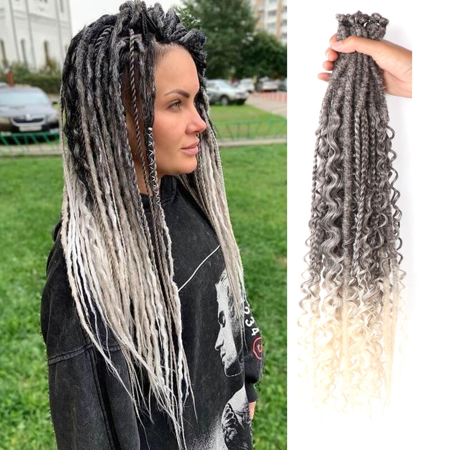 24 Inch Synthetic Dreadlock Extensions Hippie Single Ended Dreads 0.6 cm Width Loc Extensions Reggae Style Crochet Hair for Women (T1B/613