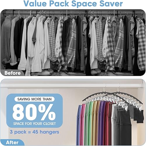 Miniatura 2 de Paquete de 3 organizadores de leggings para colgar en el armario, perchas para pantalones con 15 clips con capacidad para 45 leggings, pantalones