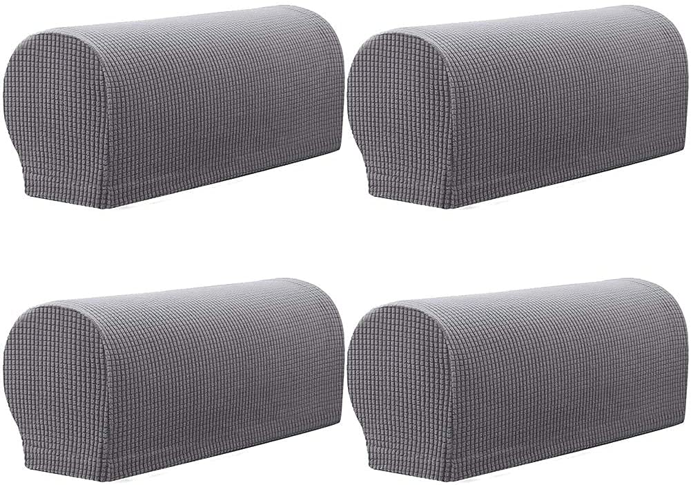 Sxspace Light Gray Arm Rest Covers Sofa Set Of 4 Stretch Armchair Couch Non-Slip Furniture Protector Slipcovers For Chair Sofa Couches Recliner (Light Gray)