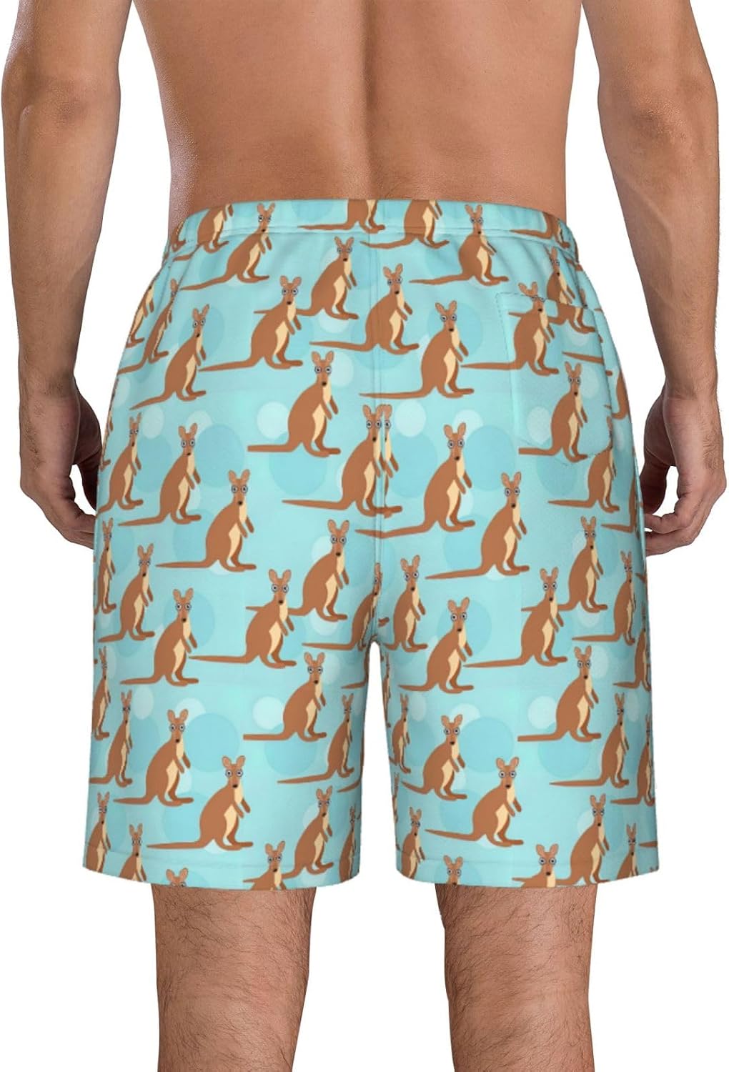 Funny for Kangaroo Zoo Print Mens Casual Shorts Drawstring Summer Beach Stretch Shorts Novelty Swimtrunks