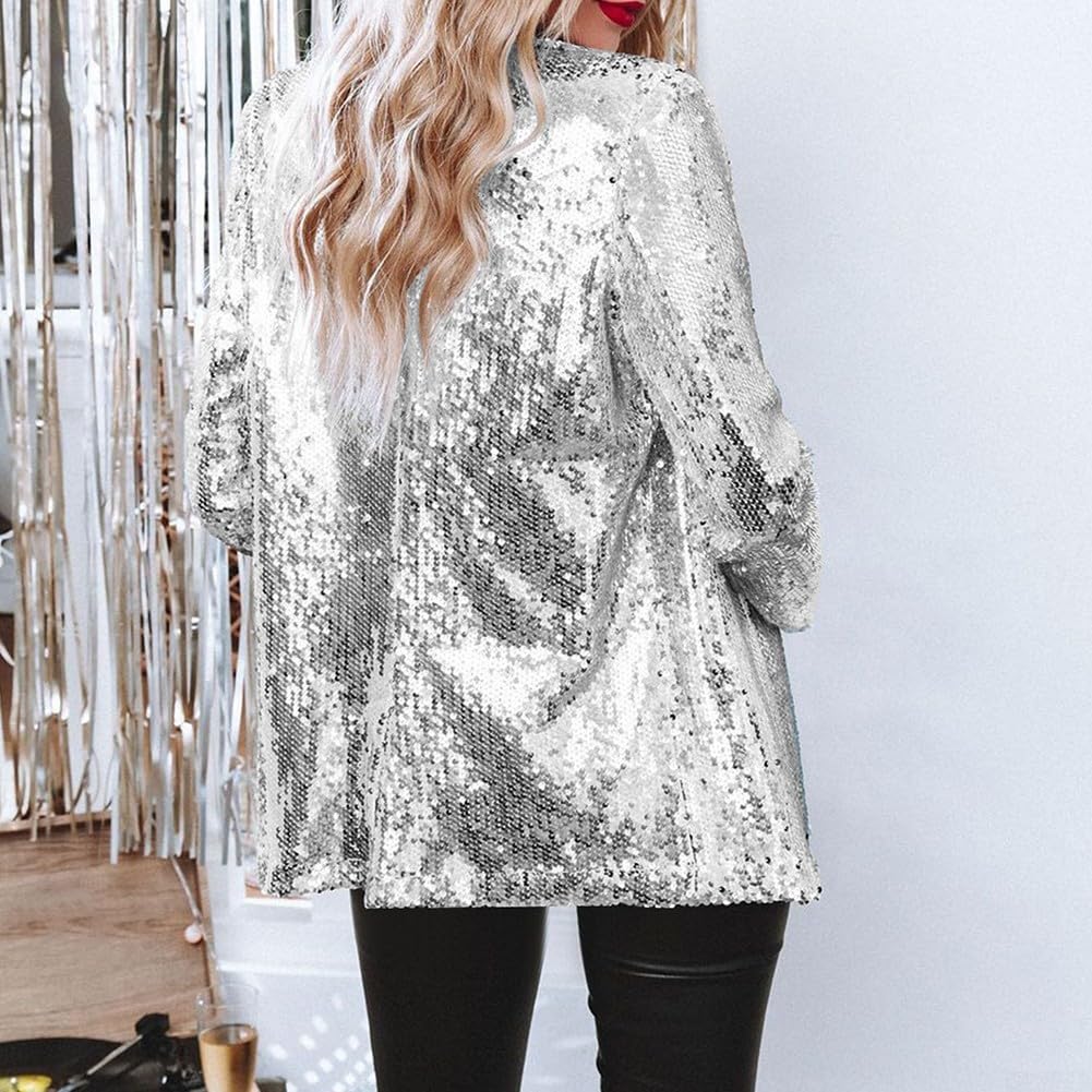 Giacca da donna con paillettes da discoteca, giacca con glitter luccicanti per autunno