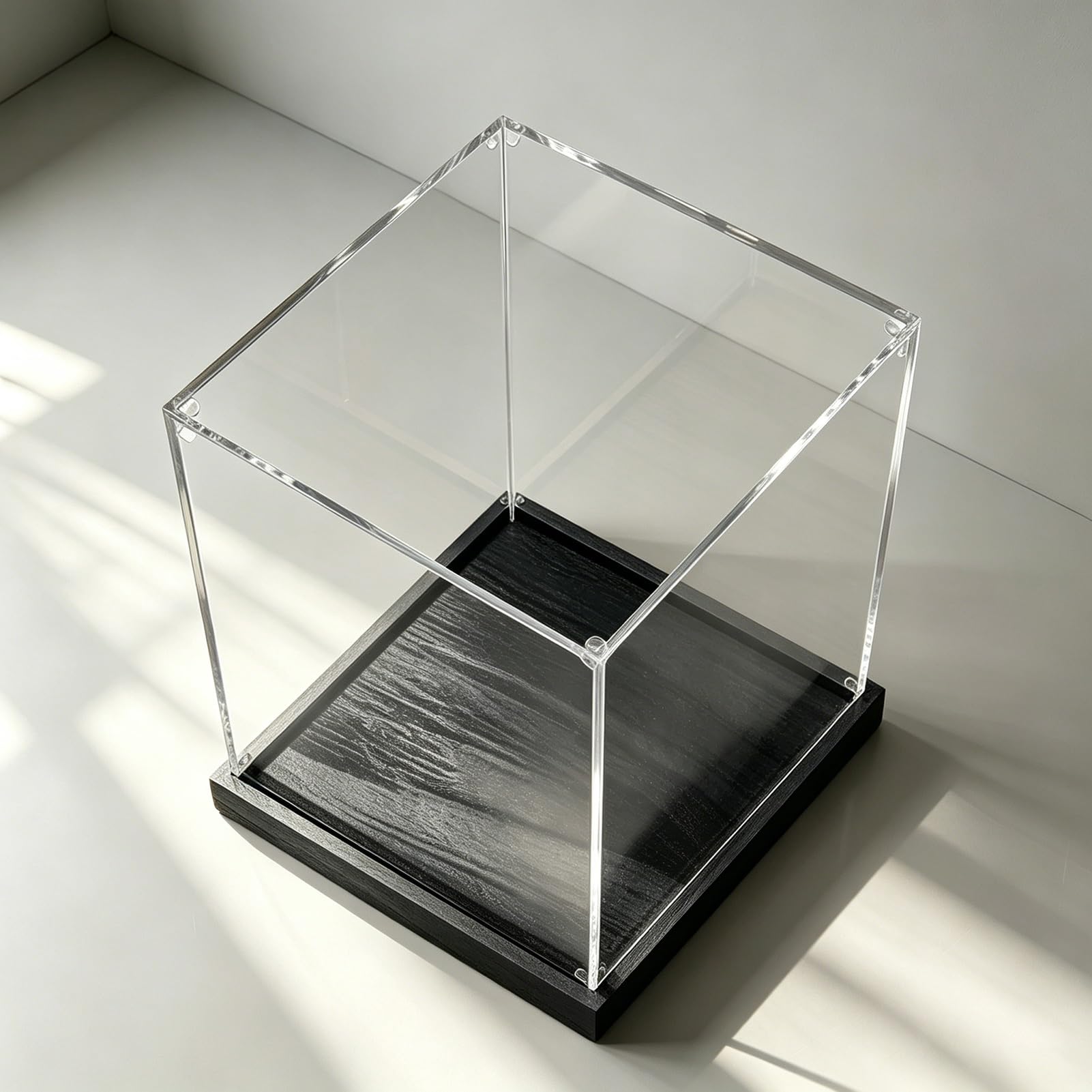 Clear Acrylic Display Case Extra Tall 31 28 26 24 in, Stackable UV Protected Figure Display Box, Dustproof Thickened Storage Plastic Showcase(Black,80x80x80cm/31x31x31in)