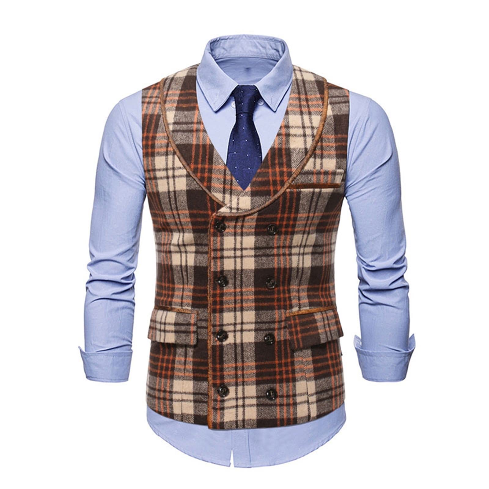 Gilets laine patchwork grande taille XXXL pour costumes à carreaux ajustés